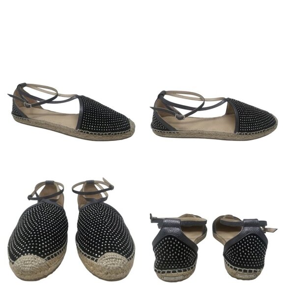 Jimmy Choo Donna Black Suede Silver Studded Espadrilles Flat Sandals 12 Boho - Picture 13 of 14